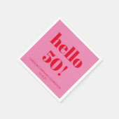 Bold Modern Ästhetisches Rosa und Rot 50. Geburtst Serviette (Ecke)
