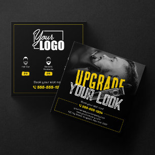Bold & Modern Barber Shop Hairstylist Schnurrbart Quadratische Visitenkarte