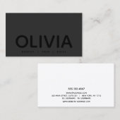 Bold Modern Black Typografy Business Card Visitenkarte (Vorne/Hinten)