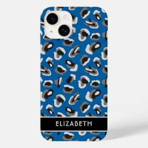 Bold Modern Blue Animal Print Muster Personalisier Case-Mate iPhone 14 Hülle