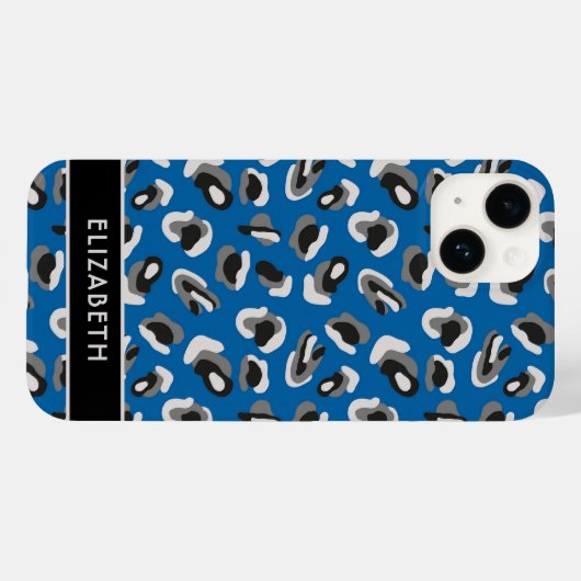 Bold Modern Blue Animal Print Muster Personalisier Case-Mate iPhone Hülle (Rückseite (Horizontal))