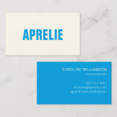Bold Modern Blue White Creative Beruflich Visitenkarte (Vorne/Hinten)
