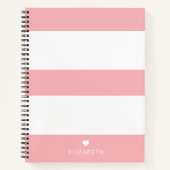 Bold Modern Blush Pink Striped Pattern with Heart Notizblock (Vorderseite)