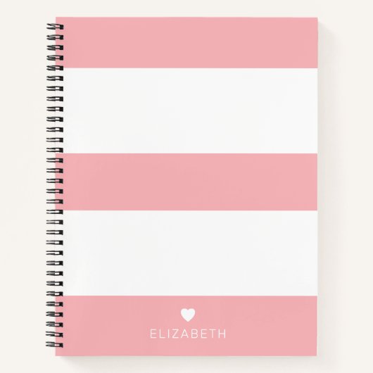 Bold Modern Blush Pink Striped Pattern with Heart Notizblock (Vorderseite)