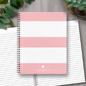 Bold Modern Blush Pink Striped Pattern with Heart Notizblock