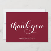 Bold Modern Calligraphy Burgundy Dankeskarte (Vorderseite)