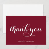 Bold Modern Calligraphy Burgundy Dankeskarte (Vorne/Hinten)