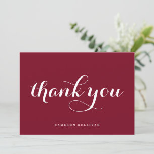 Bold Modern Calligraphy Burgundy Dankeskarte
