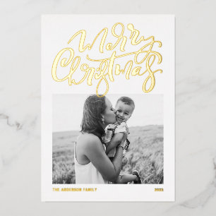 Bold Modern Calligraphy Foto Frohe Weihnachten Folien Feiertagskarte
