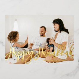 Bold Modern Calligraphy Happy Hanukkah Foto Folien Feiertagskarte