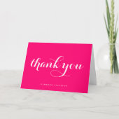 Bold Modern Calligraphy Hot Pink Dankeskarte (Vorderseite)
