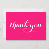 Bold Modern Calligraphy Hot Pink Dankeskarte (Vorderseite)