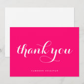 Bold Modern Calligraphy Hot Pink Dankeskarte (Vorne/Hinten)