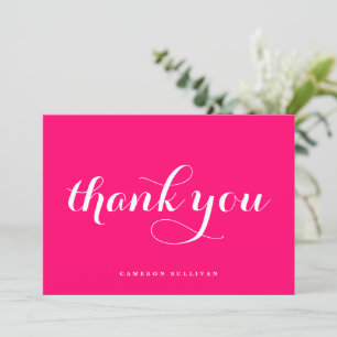 Bold Modern Calligraphy Hot Pink Dankeskarte