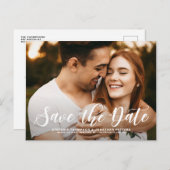 Bold Modern Calligraphy Save the Date Foto Ankündigungspostkarte (Vorne/Hinten)