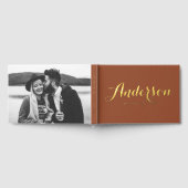 Bold Modern Calligraphy Terracotta Foto Wedding Gästebuch (Voll)