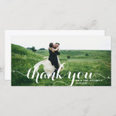 Bold Modern Calligraphy White Foto Wedding Dankeskarte (Vorne/Hinten)