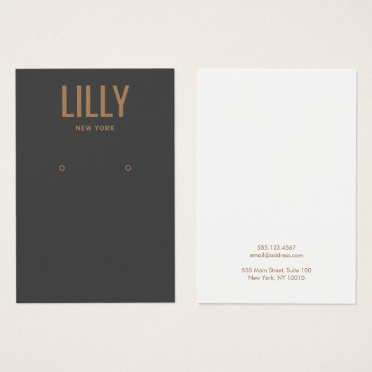 Bold Modern Charcoal Black Earring Display Card (Vorne & Hinten)