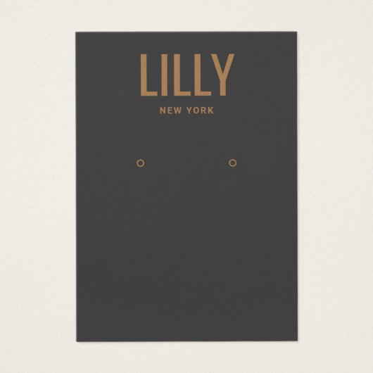 Bold Modern Charcoal Black Earring Display Card (Vorderseite)