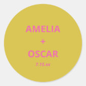 Bold Modern Chartreuse Pink Yellow Wedding Custom Runder Aufkleber (Vorderseite)