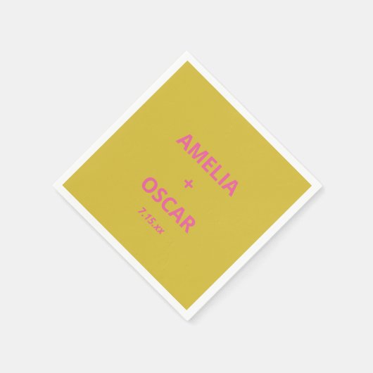 Bold Modern Chartreuse Pink Yellow Wedding Custom Serviette (Ecke)