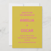 Bold Modern Chartreuse Pink Yellow Wedding Einladung (Vorderseite)