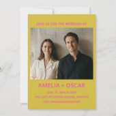 Bold Modern Chartreuse Pink Yellow Wedding Photo Einladung (Vorderseite)
