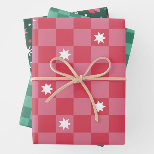 Bold Modern Checked Christmas Geschenkpapier Set (Beispiel)