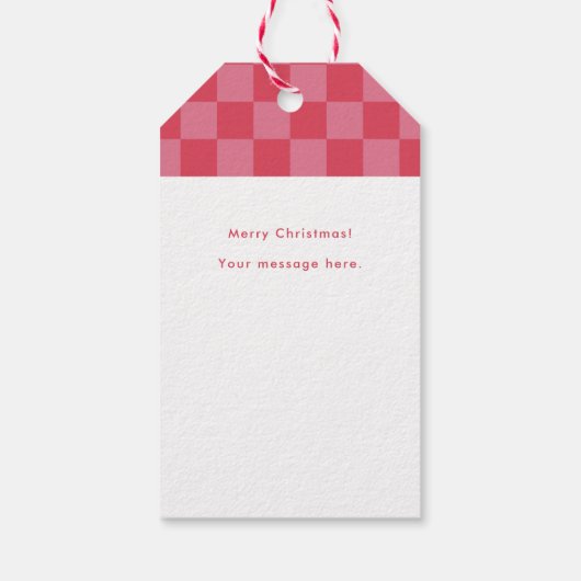 Bold Modern Checkered Merry & Bright Christmas Geschenkanhänger (Rückseite)