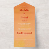 Bold Modern Chic Orange Sunset Monogram Wedding All In One Einladung (Innen Boden)