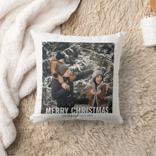 Bold Modern Christmas Holiday Foto Throw Kissen
