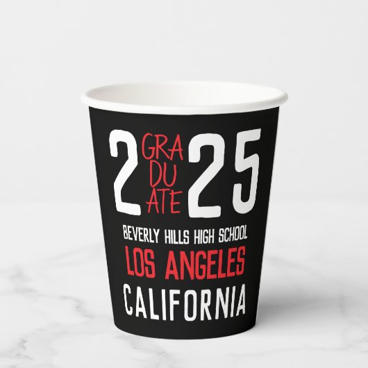 Bold Modern Class of 2025 Abschluss Pappbecher (Rückseite)