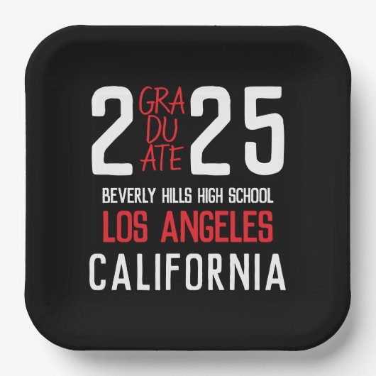 Bold Modern Class of 2025 Abschluss Pappteller (Vorderseite)