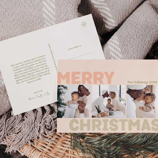 Bold Modern Coral Frohe Weihnachten Drei Foto