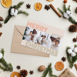 Bold Modern Coral Frohe Weihnachten Drei Foto