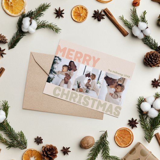 Bold Modern Coral Frohe Weihnachten Drei Foto