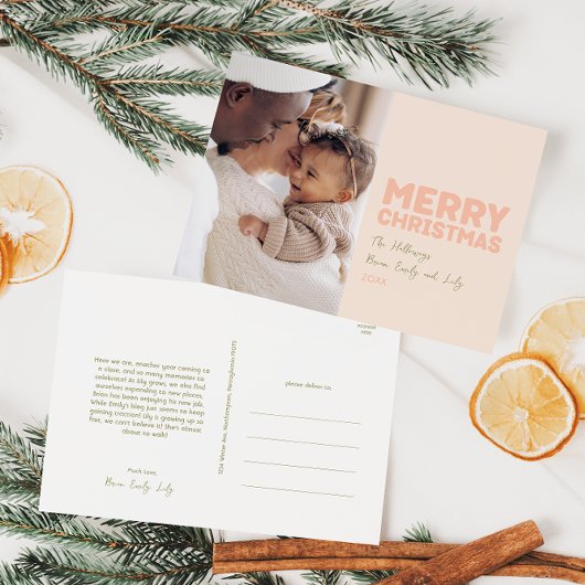 Bold Modern Coral frohe Weihnachten Ein Foto