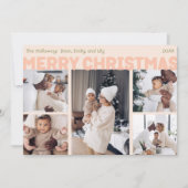 Bold Modern Coral Frohe Weihnachten Fünf Foto (Vorderseite)