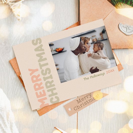 Bold Modern Coral Frohe Weihnachten Vier Foto