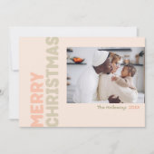 Bold Modern Coral Frohe Weihnachten Vier Foto (Vorderseite)