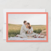 Bold Modern Coral Pink Wedding Foto Save The Date (Rückseite)