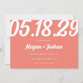 Bold Modern Coral Pink Wedding Foto Save The Date
