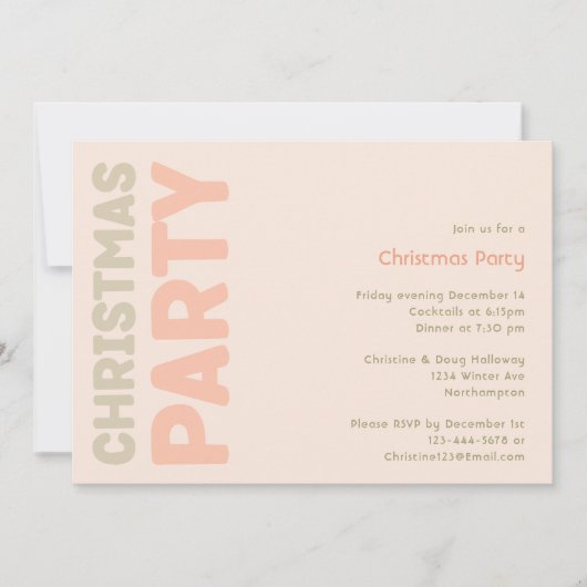 Bold Modern Coral Weihnachtszeit-Party Einladung (Vorderseite)