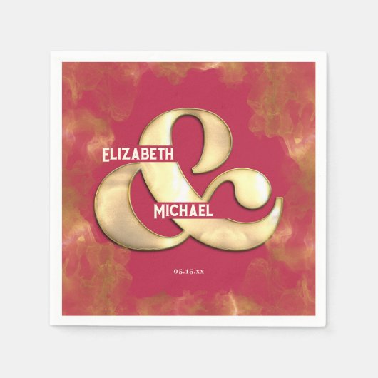 Bold Modern Elegante Gold Pink Magenta Wedding Serviette (Vorderseite)