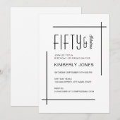 Bold Modern Fifty & Fabulous 50th Birthday Party Einladung (Vorne/Hinten)