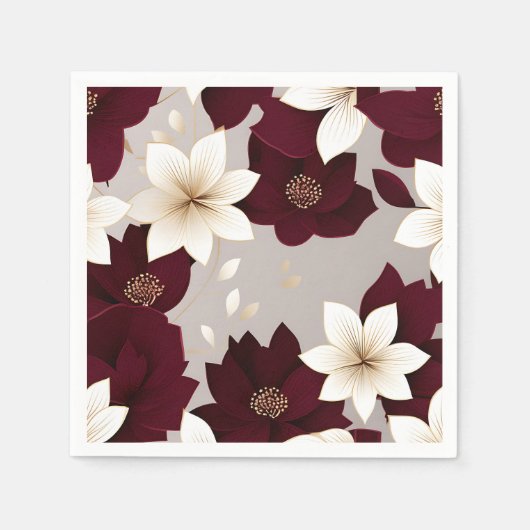 Bold Modern Floral Burgundy Serviette (Vorderseite)