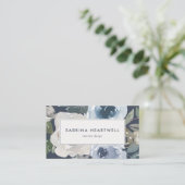 Bold Modern Floral Watercolor Blue Visitenkarte (Stehend Vorderseite)