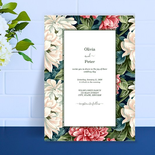 Bold Modern Floral Wedding Invitation Einladung