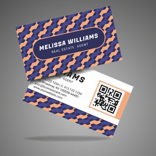 Bold Modern Geometric Interlocking Pattern  Visitenkarte