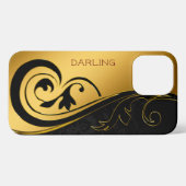 BOLD MODERN GOLD BLACK DAMASK iPhone HÜLLE (Rückseite (Horizontal))